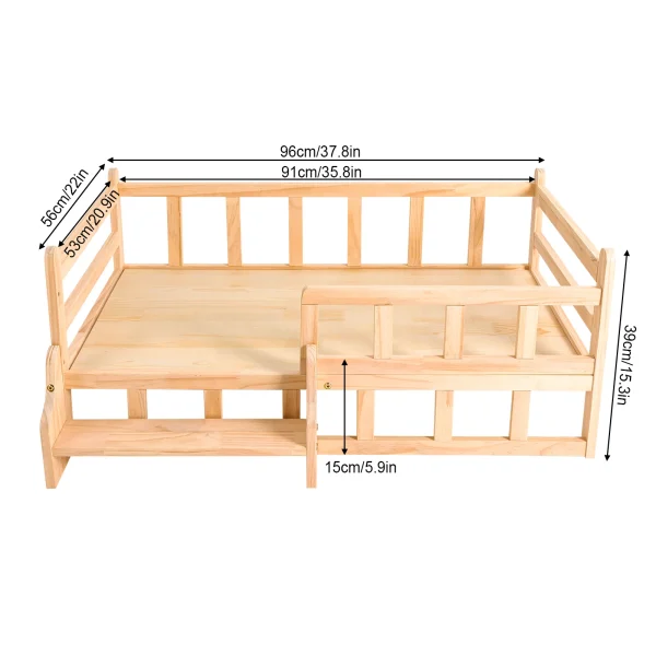 Solid Wood Pet Bed, Wooden Dog Bed Frame, Dog Kennel Furniture, Dog Bed Stand Elevated Fence Rounded Corners for Cats or Dogs - Image 4