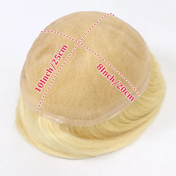#613 Full Lace Men Toupee Blonde Human Hair Toupee Male Wig For Men Remy Human Hair Systems Unit Men's Capillary Prosthesis - Image 2