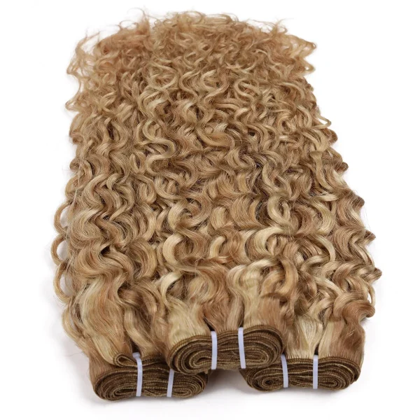Real Beauty Ombre  Water Wave P27/613 Two Tone Remy Curly  Human Hair Extensions Weave Bundles Auburn Peruvian Hair12"-24" - Image 3