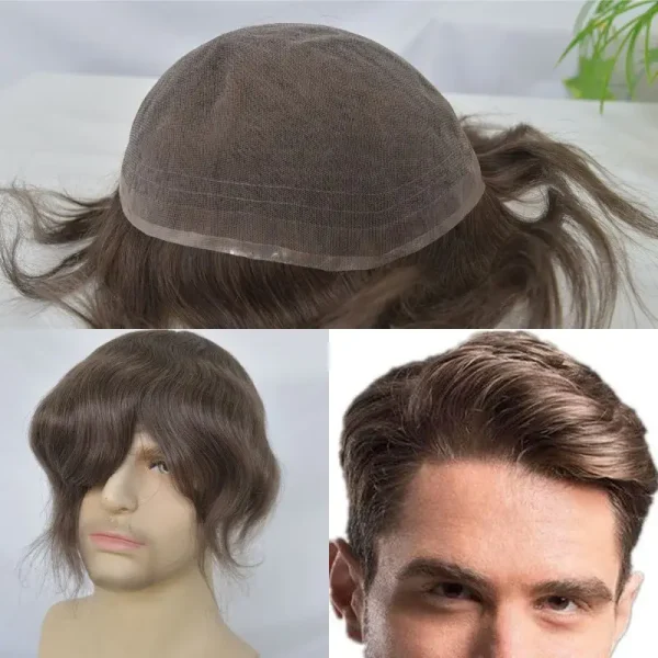 Pwigs Toupee for Men Full French Lace 10X8 Inch Cap Base 4mixed 27 highlight 613 Front Colored 100% European Human Hair System - Image 18