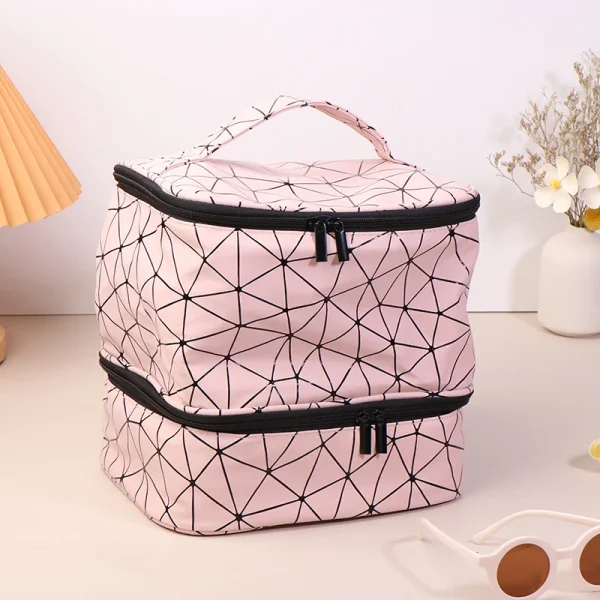 PU Leather Nail Polish Carrying Case Cosmetic Portable Large Handbag Storage Bag Sections Nail Kit Organizer Holds 30+ Bottles - Image 4